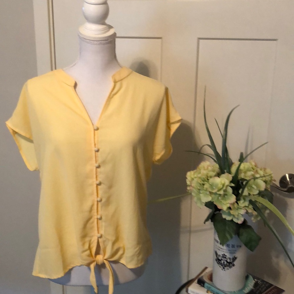 Pink Rose Yellow Blouse